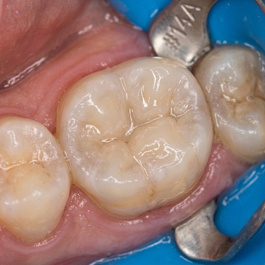Diente curado y restaurado con resina estética